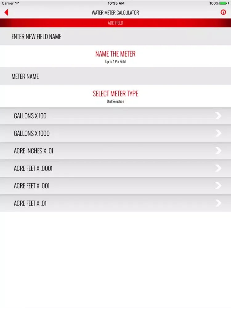Captures d'écran de Water Meter Calculator by UNL Extension iPad 