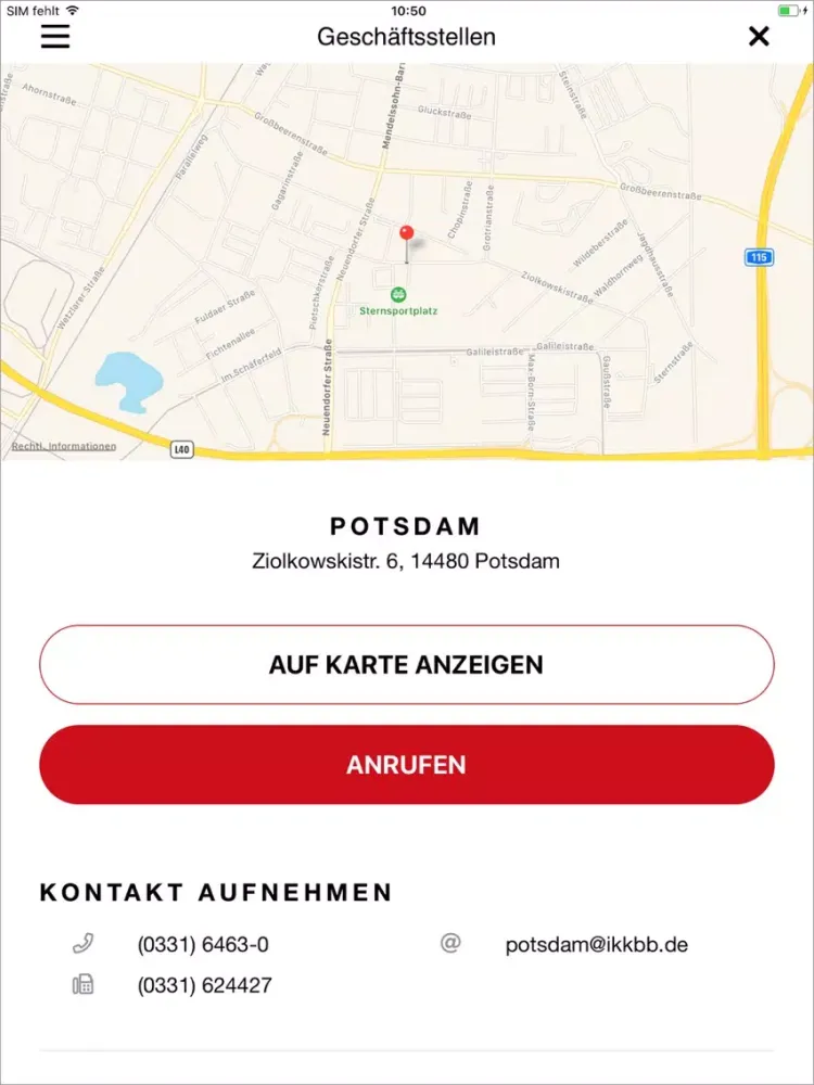 Tangkapan layar IKK BB App iPad 