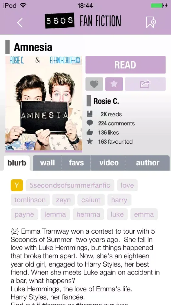 Capturas de tela do 5 Seconds of Summer (5SOS) Fanfiction - Movellas