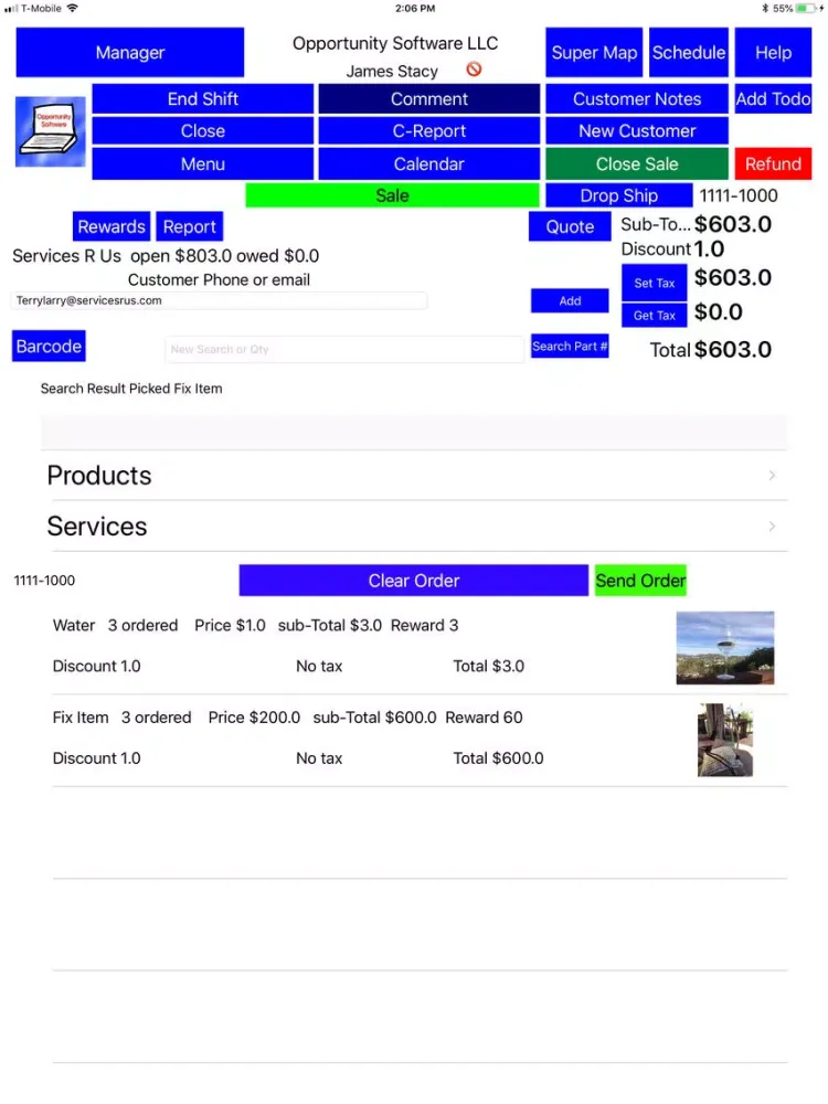 Ảnh chụp màn hình của B.O.S.S. EMV iPad 