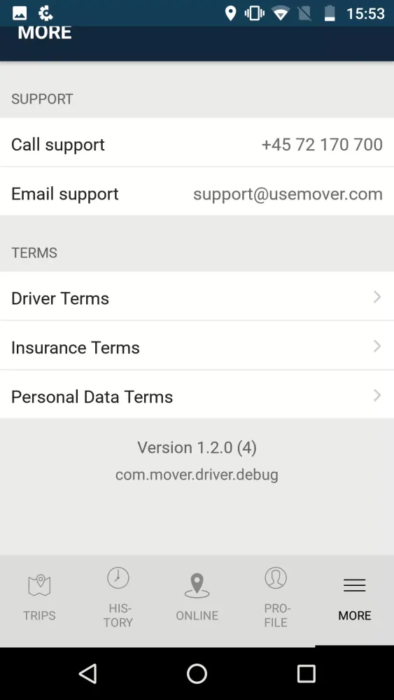Tangkapan layar Mover for Drivers