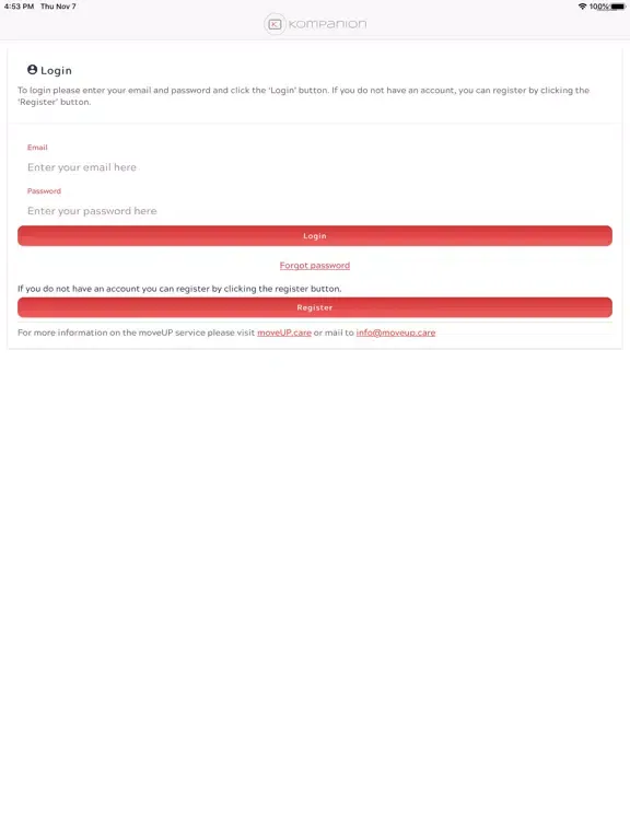 Ảnh chụp màn hình của Kompanion iPad 
