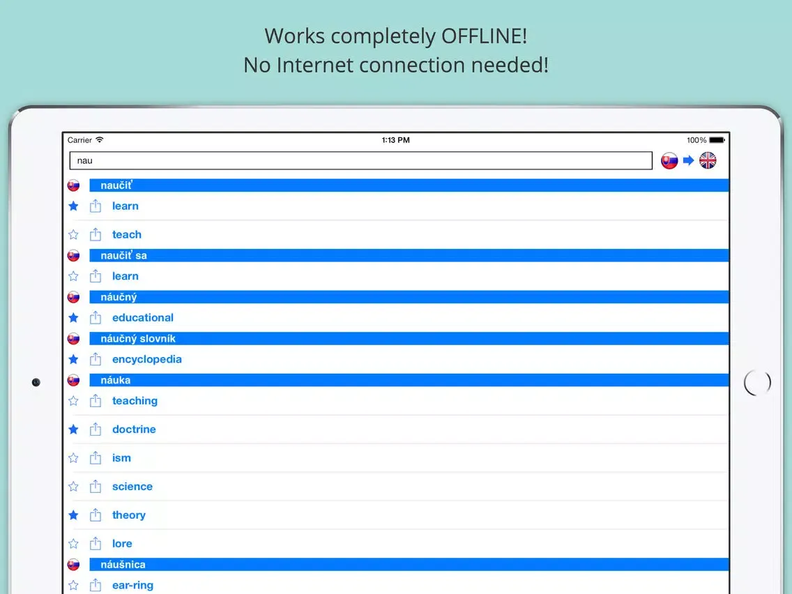 ภาพหน้าจอของ Offline English Slovak Dictionary with Voice iPad 
