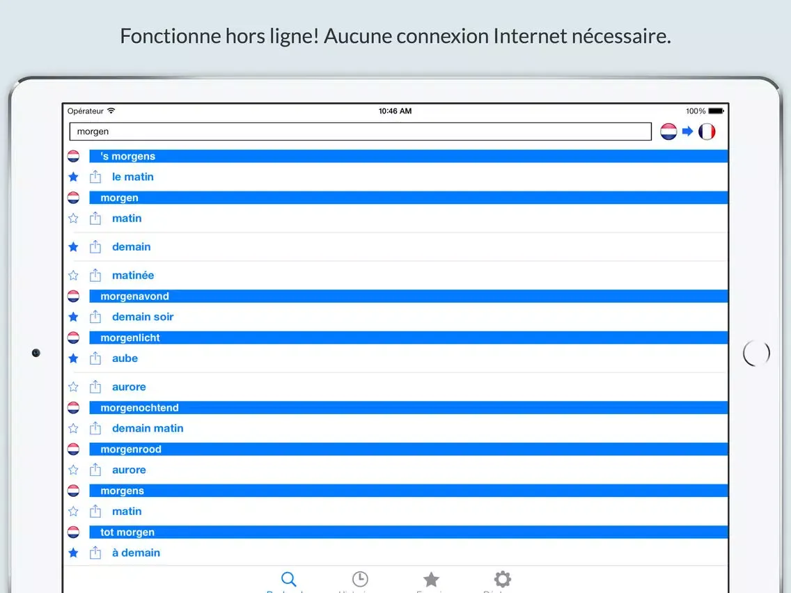 Offline French Dutch Dictionary with Voice iPad 應用截圖