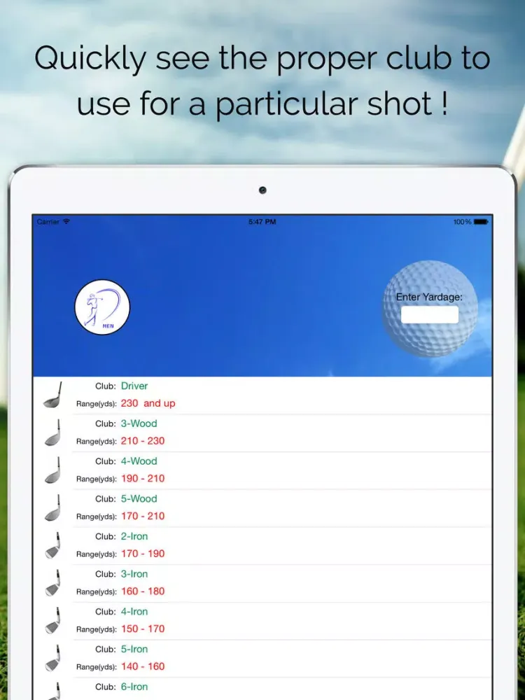 Pro Caddie Golf Club Selector iPad  স্ক্রিনশট