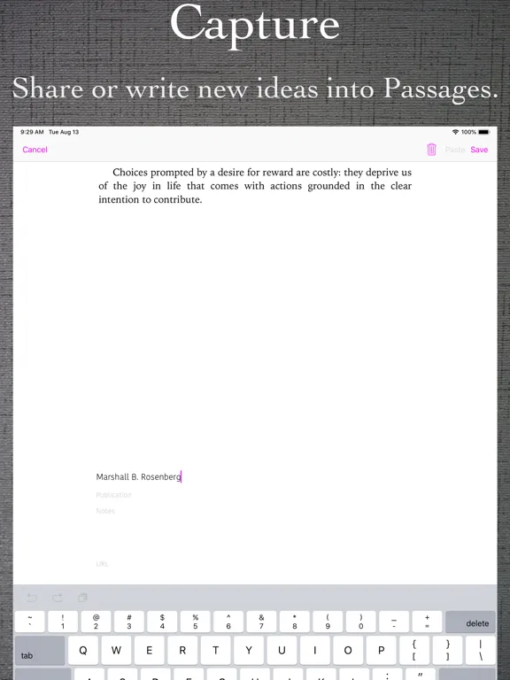 Ảnh chụp màn hình của Passages Quote Journal iPad 