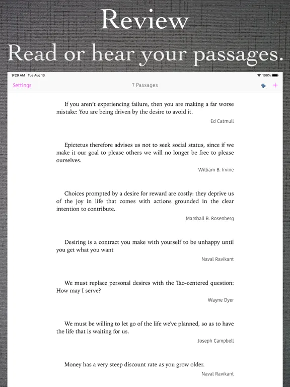 Ảnh chụp màn hình của Passages Quote Journal iPad 