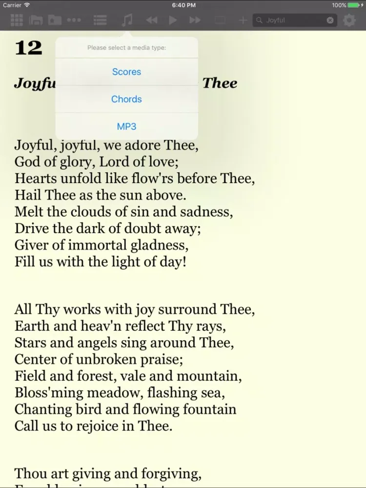 Capturas de pantalla de The Advent Hymnal iPad 