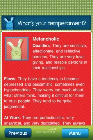 Capturas de tela do What's your temperament?