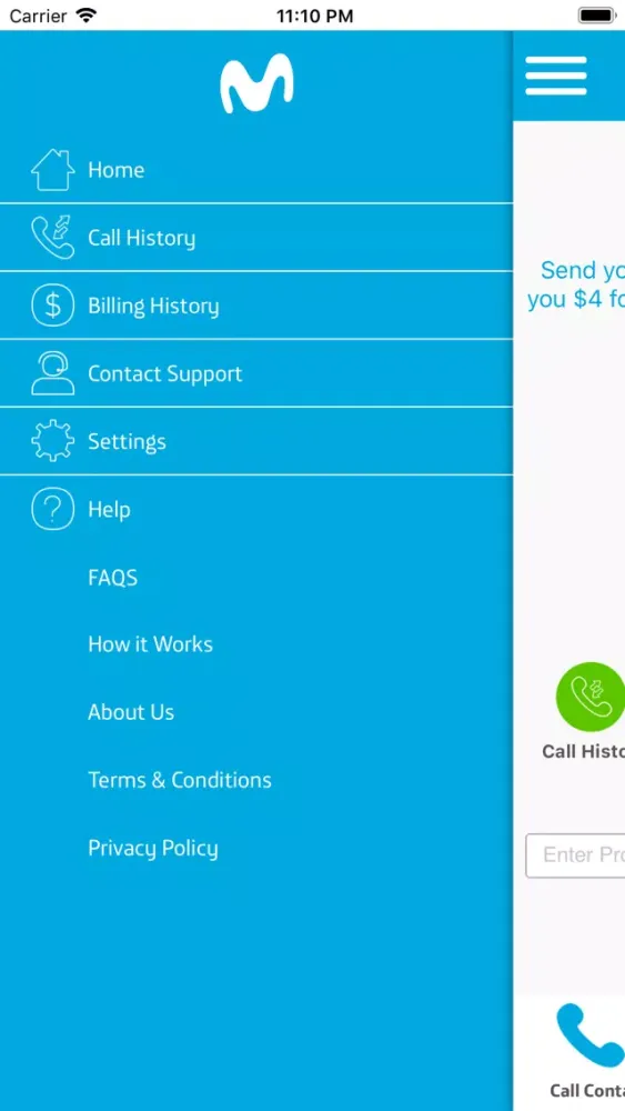 Movistar Top up and Call Screenshots