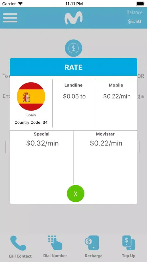 Movistar Top up and Call Screenshots