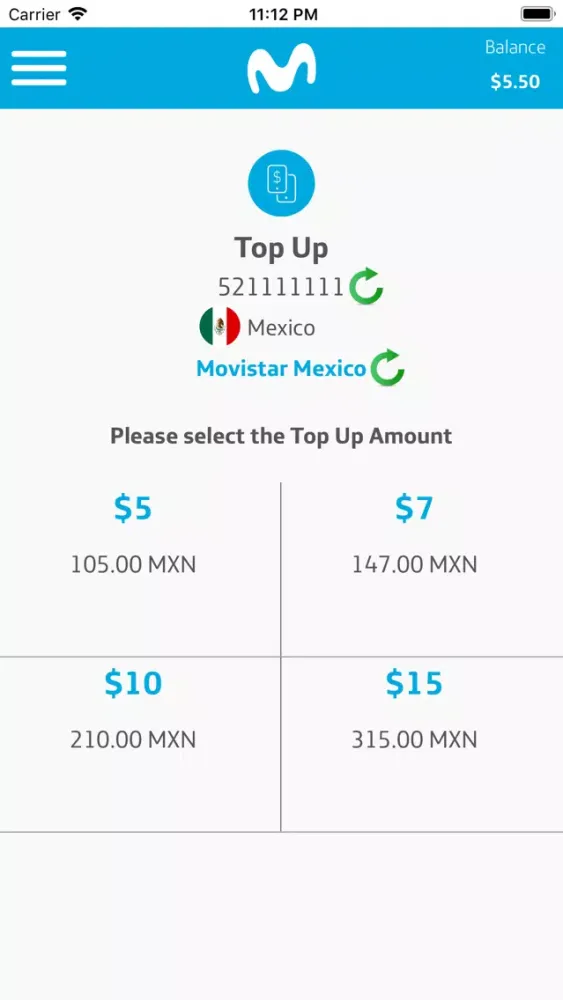 Movistar Top up and Call Screenshots