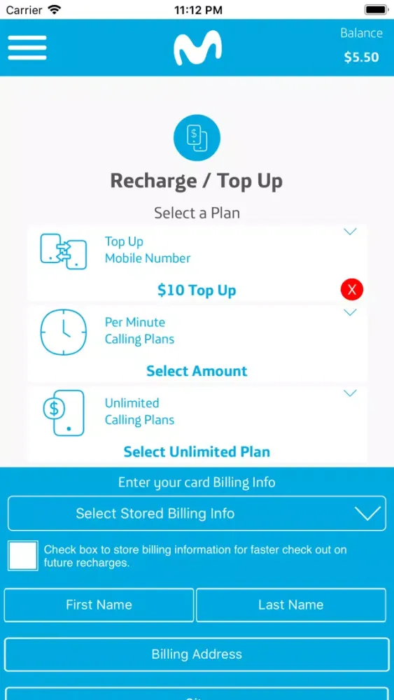 Movistar Top up and Call Screenshots