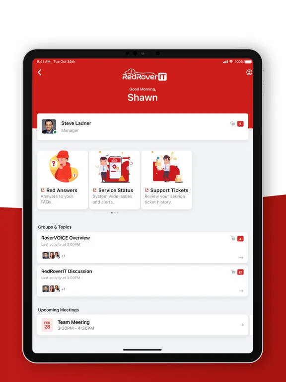 Zrzuty ekranu RedRover: Client Hub iPad 
