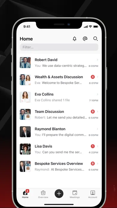 Capturas de tela do Bespoke Client Portal