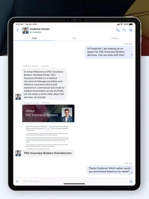 Ảnh chụp màn hình của PSC Insurance Canberra iPad 