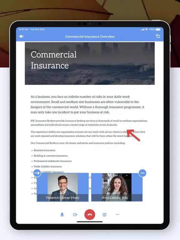 Ảnh chụp màn hình của PSC Insurance Canberra iPad 