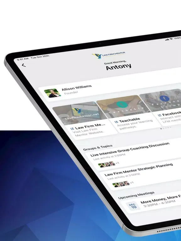 Law Firm Mentor - Hub iPad  Screenshots