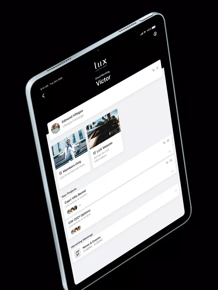 LUX: Members Portal iPad  स्क्रीनशॉट