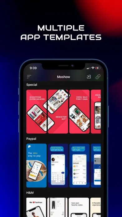 Captures d'écran de Mocshow-App screenshot design