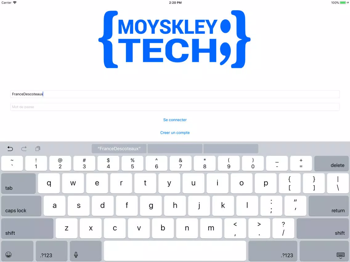Mon Compte Moyskley Tech iPad  Screenshots
