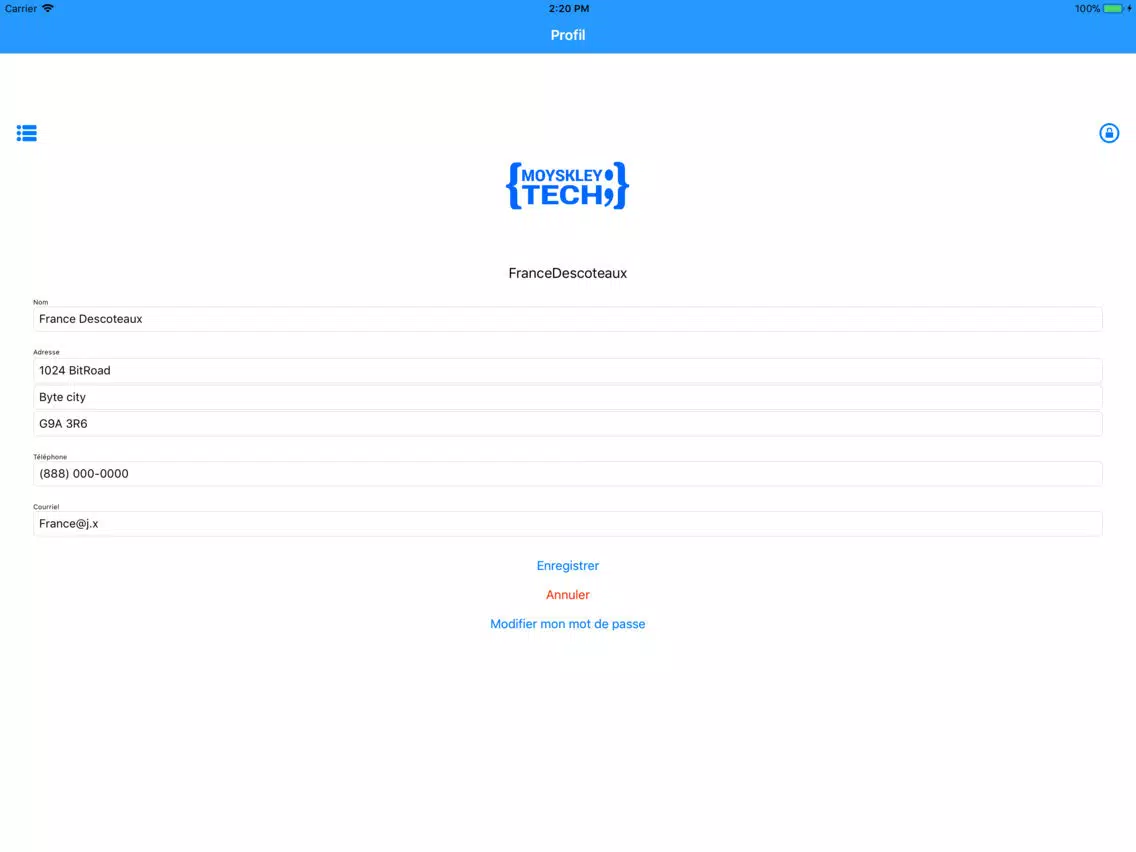 Mon Compte Moyskley Tech iPad  Screenshots