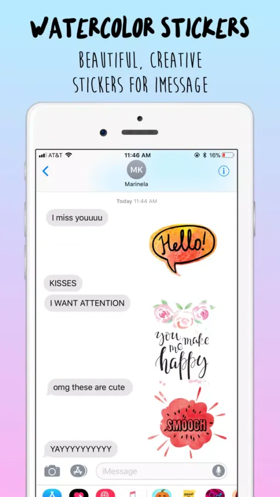 Watercolor Text Emoji Stickers سکرین شاٹس