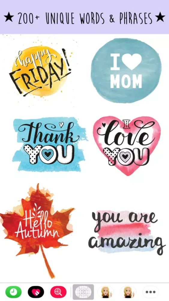 Watercolor Text Emoji Stickers سکرین شاٹس