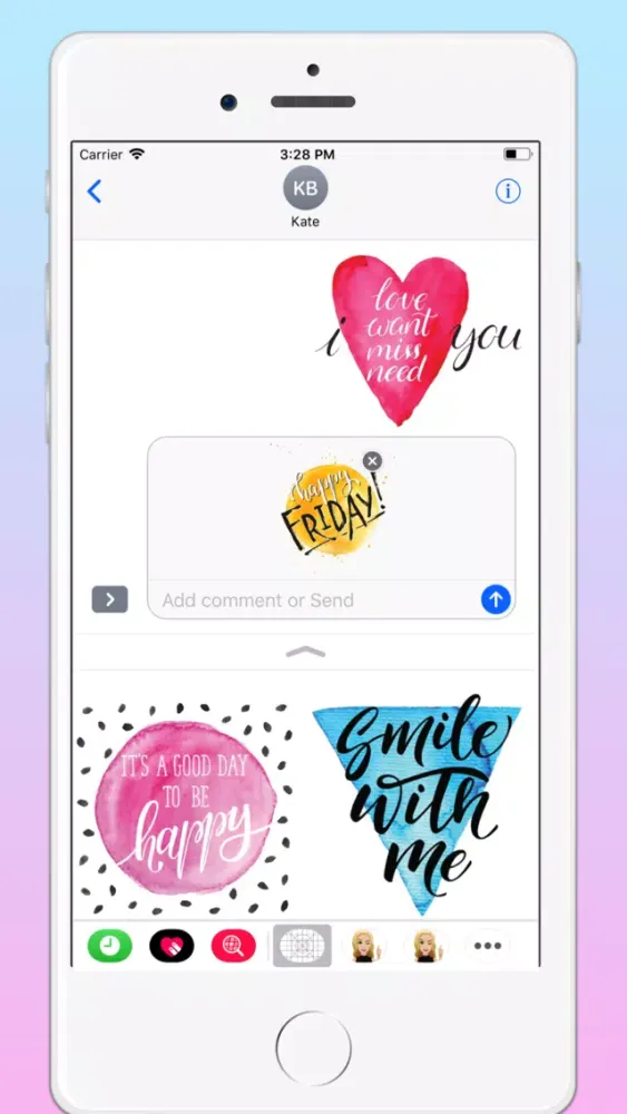 Watercolor Text Emoji Stickers سکرین شاٹس