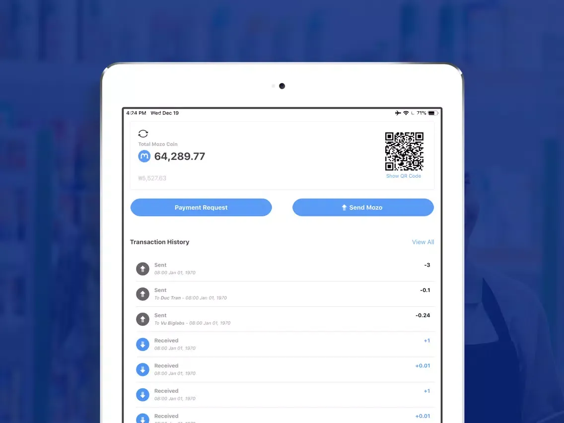 Tangkapan skrin Mozo Merchant iPad 