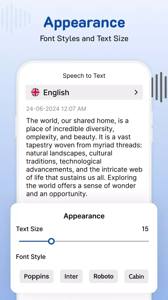 Transcribe - Speech to Text Screenshots