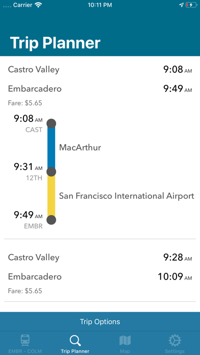 ภาพหน้าจอของ My BART Commute