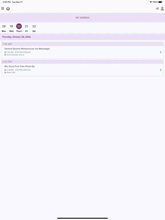 Ảnh chụp màn hình của R+F Convention 2022 iPad 