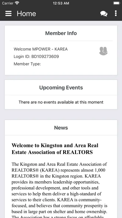 Zrzuty ekranu KAREA Member Portal