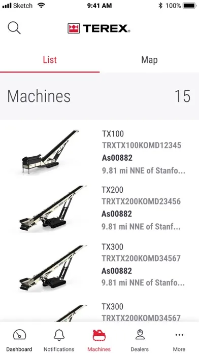myTerex Customer Fleet Screenshots