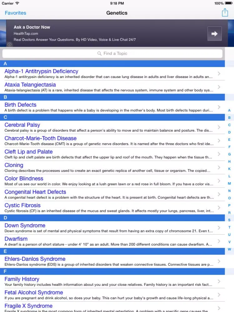 Zrzuty ekranu Genetics & Birth Defects: Medical Dictionary and Terminology of Human Genetic Code and Evolution iPad 