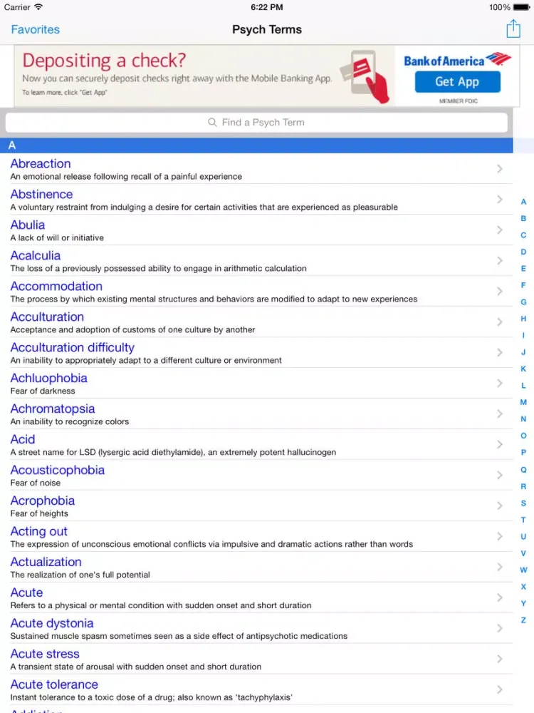 Psych Terms: Medical Dictionary and Terminology Pocket Glossary for Psychology, Psychiatry & Mental Health iPad  Screenshots