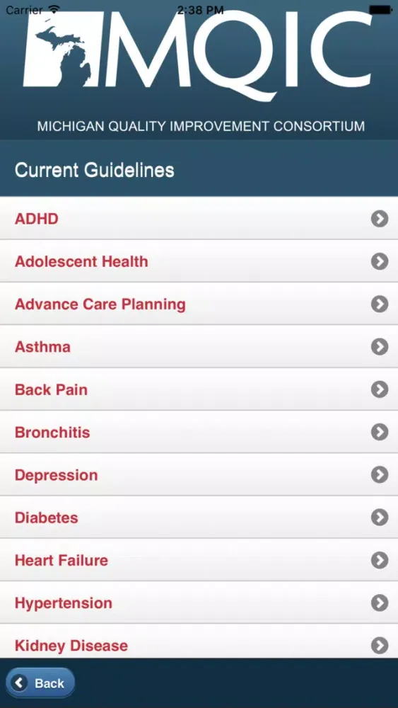 Screenshot di MQIC Guidelines and Tools