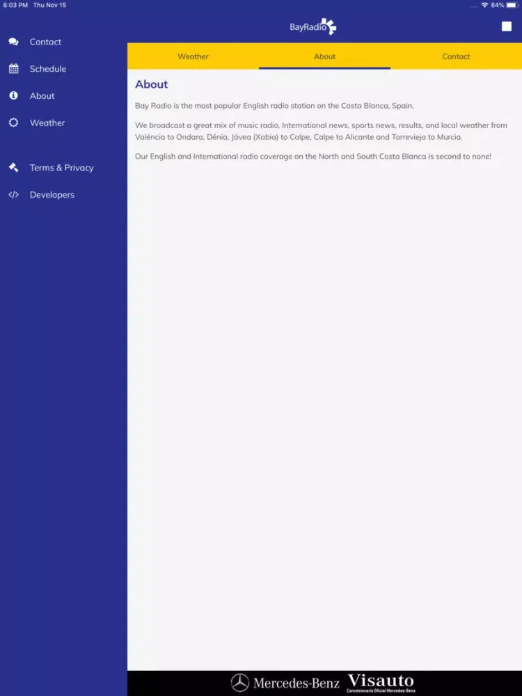 Ảnh chụp màn hình của BayRadio iPad 