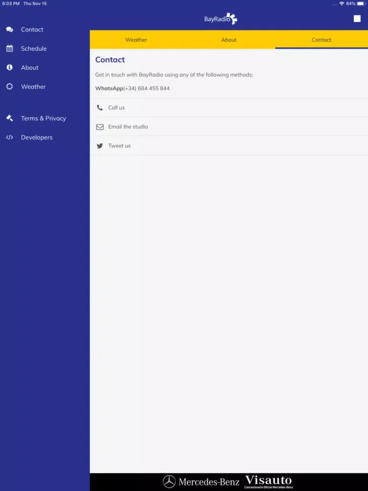 Ảnh chụp màn hình của BayRadio iPad 