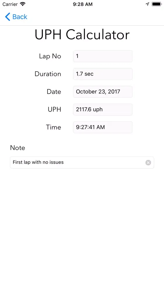 Ảnh chụp màn hình của UPH Calculator 2