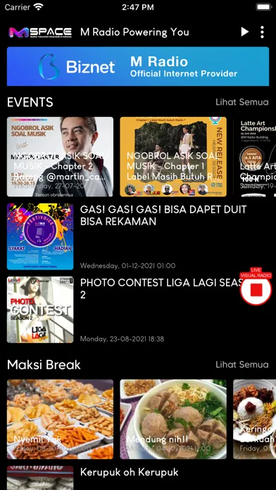 Tangkapan skrin MSpace - MRadio Powering You