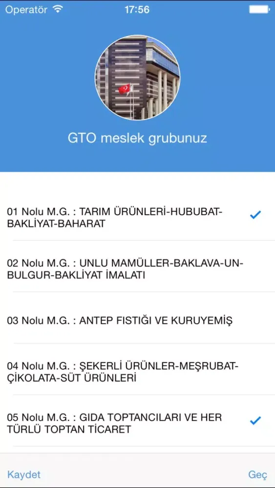 Capturas de tela do GTO (Gaziantep Ticaret Odası)