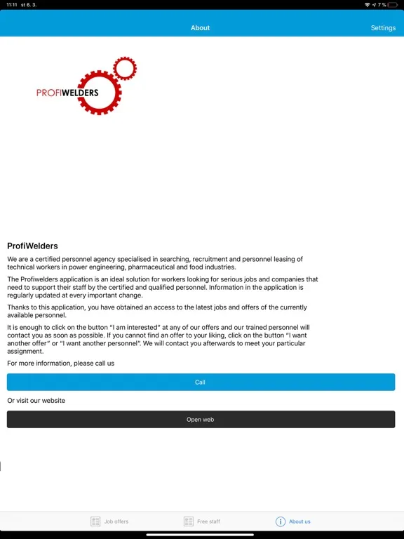 Tangkapan skrin Job offers - Profiwelders iPad 