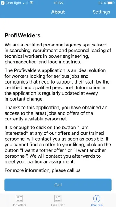 Tangkapan skrin Job offers - Profiwelders