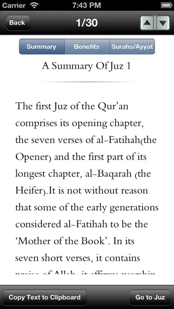 Capturas de tela do A Summary of the Quran: Juz by Juz