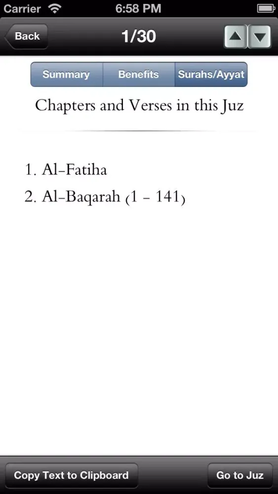 Capturas de tela do A Summary of the Quran: Juz by Juz