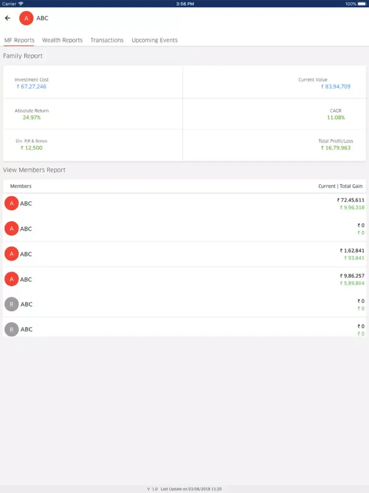 Tangkapan layar MRG Finance iPad 