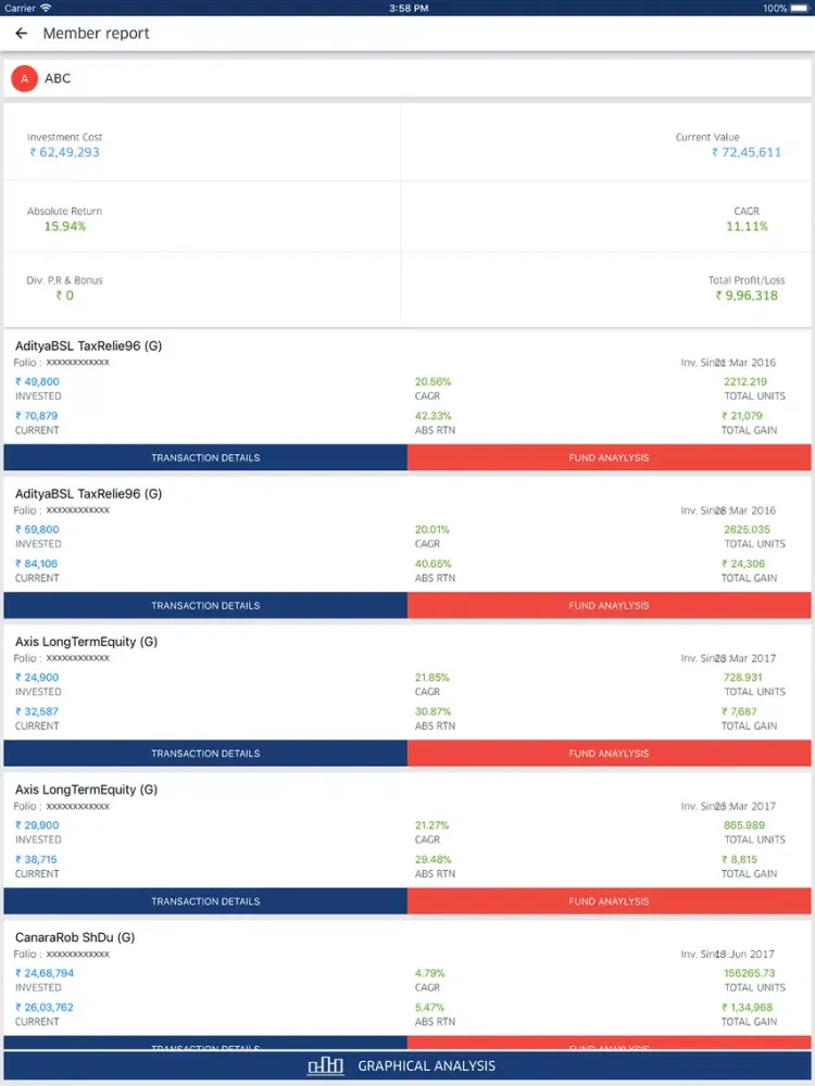 Tangkapan layar MRG Finance iPad 