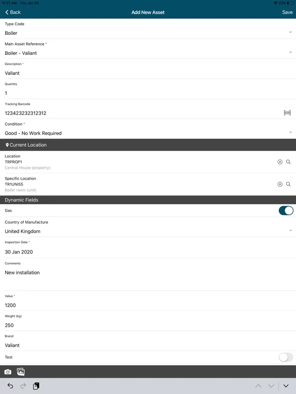 Tangkapan skrin MRI Asset Tracking iPad 